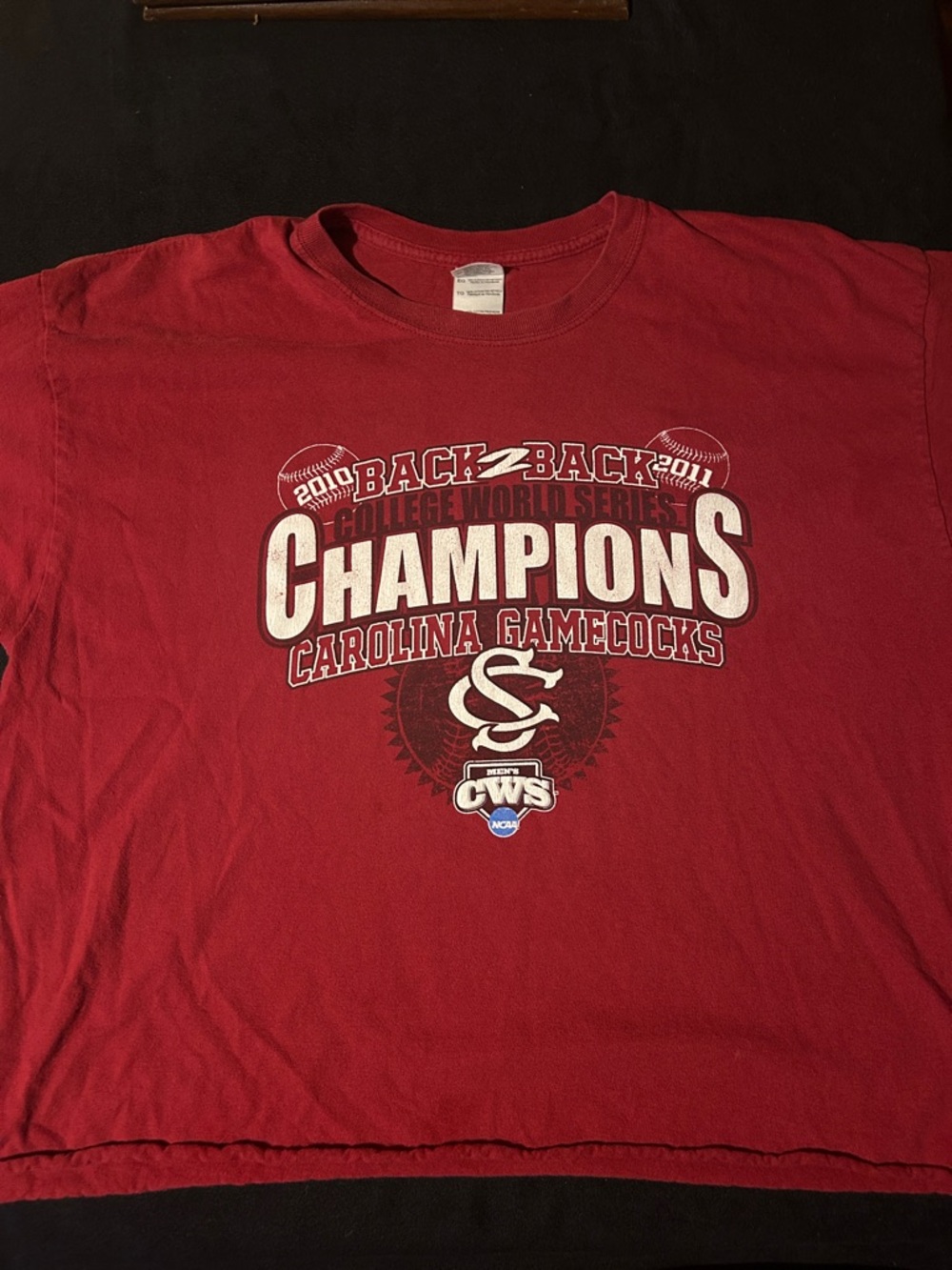 South Carolina 2x CWS champions Gildan Red T-Shirt.
